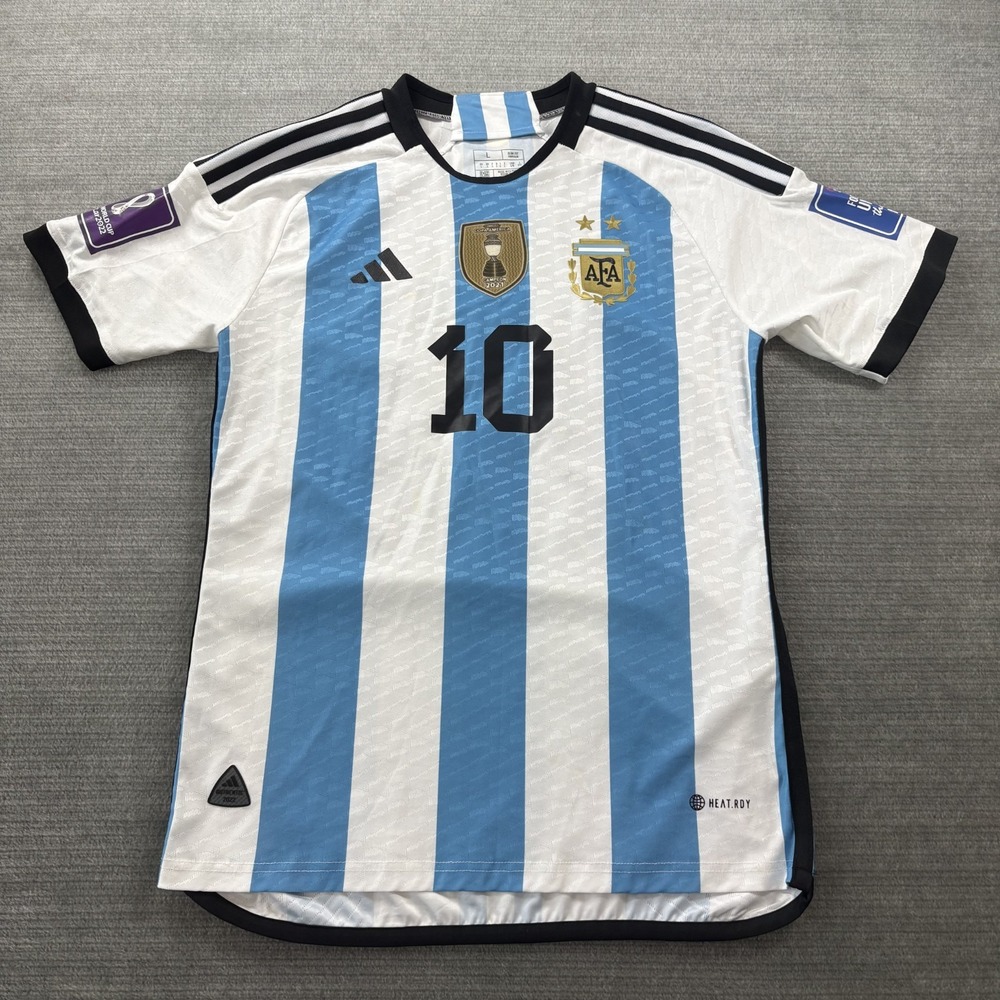 Adidas Argentina Home Jersey 2022 Copa America Blue Stripe Mens Large Messi #10